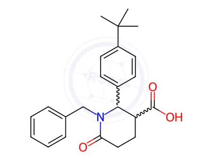 Chemical structure of 1-benzyl-2-[4-(tert-butyl)phenyl]-6-oxo-3-piperidinecarboxylic acid