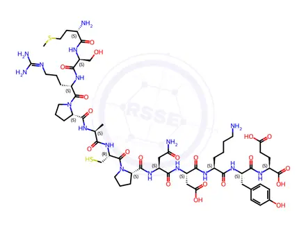 Chemical structure of H-MET-SER-ARG-PRO-ALA-CYS-PRO-ASN-ASP-LYS-TYR-GLU-OH