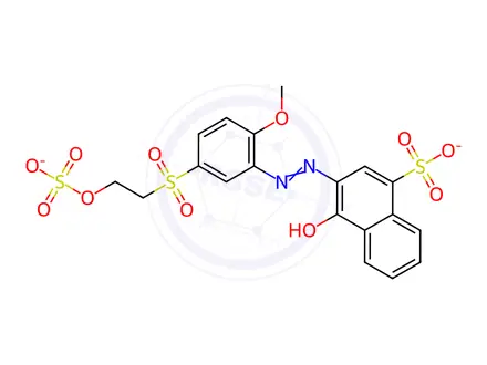 Chemical structure of disodium 4-hydroxy-3-[[2-methoxy-5-[[2-(sulphonatooxy)ethyl]sulphonyl]phenyl]azo]naphthalenesulphonate