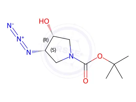Chemical structure of tert-butyl cis-3-azido-4-hydroxy-pyrrolidine-1-carboxylate