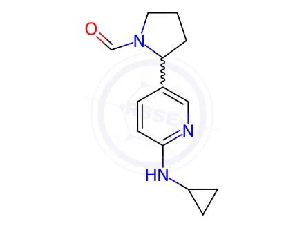Chemical structure of 2-(6-(Cyclopropylamino)pyridin-3-yl)pyrrolidine-1-carbaldehyde