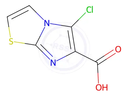 Chemical structure of Imidazo[2,1-b]thiazole-6-carboxylic acid, 5-chloro-