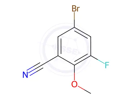 Chemical structure of Benzonitrile, 5-broMo-3-fluoro-2-Methoxy-