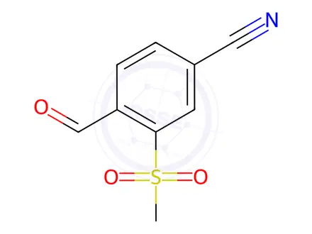 Chemical structure of Benzonitrile, 4-formyl-3-(methylsulfonyl)-
