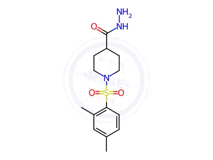 Chemical structure of 1-((2,4-Dimethylphenyl)sulfonyl)piperidine-4-carbohydrazide