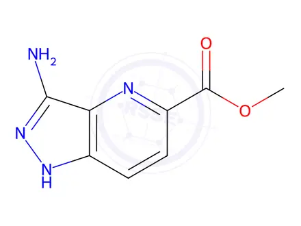 Chemical structure of 3-Amino-1H-pyrazolo[4,3-b]pyridine-5-carboxylic acid methyl ester