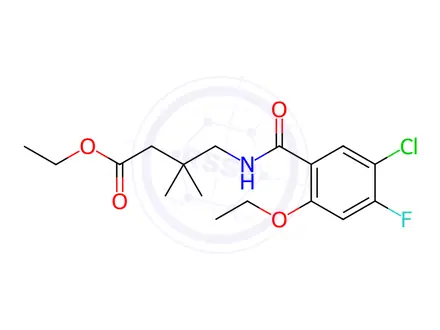 Chemical structure of Butanoic acid, 4-[(5-chloro-2-ethoxy-4-fluorobenzoyl)amino]-3,3-dimethyl-, ethyl ester