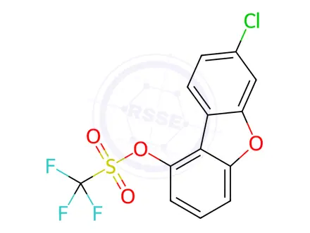 Chemical structure of Methanesulfonic acid, 1,1,1-trifluoro-, 7-chloro-1-dibenzofuranyl ester
