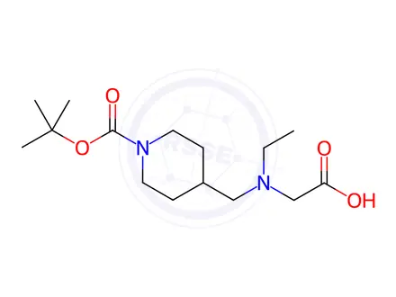 Chemical structure of 2-(((1-(tert-Butoxycarbonyl)piperidin-4-yl)methyl)(ethyl)amino)acetic acid
