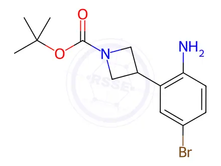 Chemical structure of 1,1-Dimethylethyl 3-(2-amino-5-bromophenyl)-1-azetidinecarboxylate