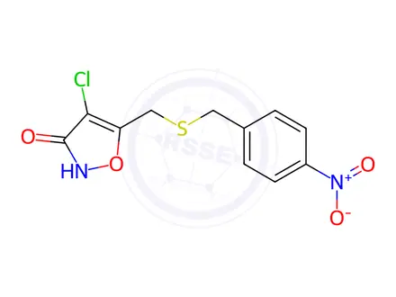 Chemical structure of 4-Chloro-5-(((4-nitrobenzyl)thio)methyl)isoxazol-3(2H)-one