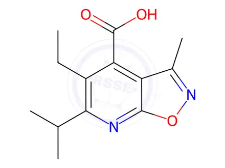 Chemical structure of 5-Ethyl-6-isopropyl-3-methylisoxazolo[5,4-b]pyridine-4-carboxylic acid