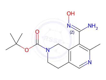 Chemical structure of tert-Butyl 8-[amino(hydroxyimino)methyl]-7-methyl-3,4-dihydro[2,6]naphthyridine-2(1H)-carboxylate