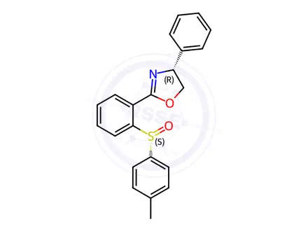 Chemical structure of Oxazole, 4,5-dihydro-2-[2-[(R)-(4-methylphenyl)sulfinyl]phenyl]-4-phenyl-, (4S)-