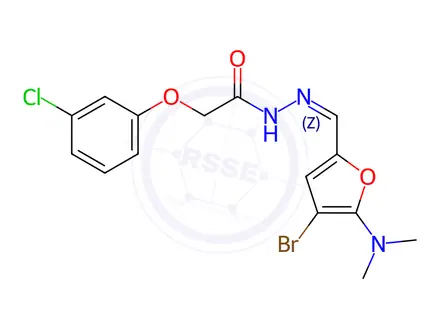 Chemical structure of Acetic acid, (3-chlorophenoxy)-, [[4-bromo-5-(dimethylamino)-2-furanyl]methylene]hydrazide (9CI)