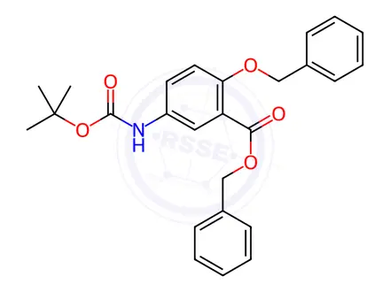Chemical structure of 2-O-Benzyl-5-(N-tert-butyloxycarbonyl)aminosalicylic Acid Benzyl Ester