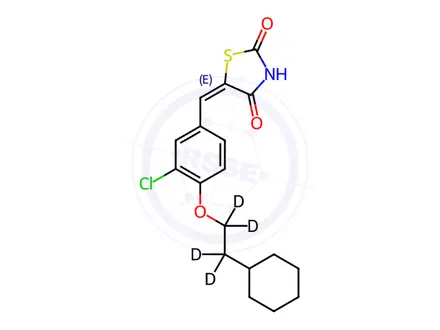 Chemical structure of 5-[[3-Chloro-4-(2-cyclohexylethoxy)phenyl]methylene]-2,4-thiazolidinedione-d4