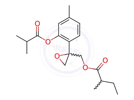 Chemical structure of 8,9-epoxy-3-isobutyryloxy-10-(2-methylbutanoyl)thymol