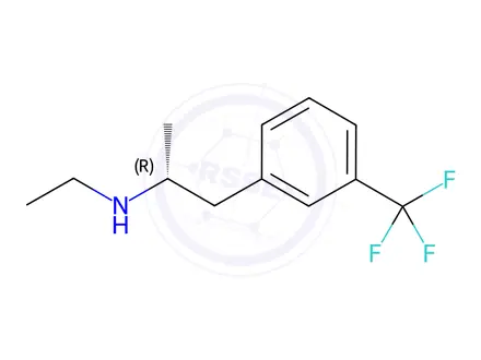 Chemical structure of (R)-(-)-Fenfluramine Hydrochloride