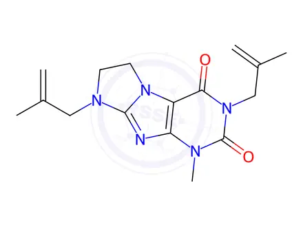 Chemical structure of 1-Methyl-3,8-bis(2-methylallyl)-7,8-dihydro-1H-imidazo[2,1-f]purine-2,4(3H,6H)-dione