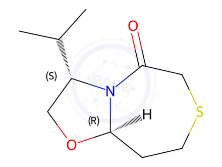 Chemical structure of (3S,9aR)-3-Isopropyltetrahydro-2H-oxazolo[3,2-d][1,4]thiazepin-5(3H)-one