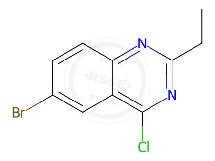 Chemical structure of QUINAZOLINE, 6-BROMO-4-CHLORO-2-ETHYL-