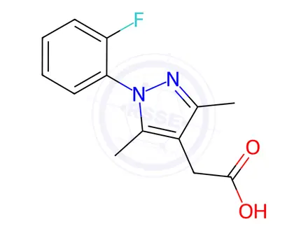 Chemical structure of 2-[1-(2-fluorophenyl)-3,5-dimethyl-1H-pyrazol-4-yl]acetic acid