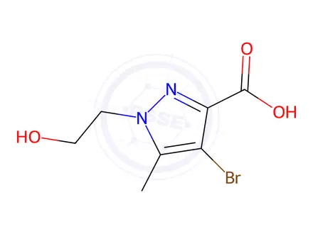 Chemical structure of 4-Bromo-1-(2-hydroxyethyl)-5-methyl-1H-pyrazole-3-carboxylic acid