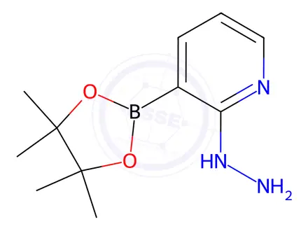 Chemical structure of Pyridine, 2-hydrazinyl-3-(4,4,5,5-tetramethyl-1,3,2-dioxaborolan-2-yl)-