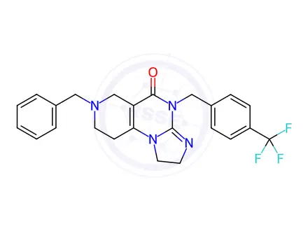 Chemical structure of 2,4,6,7,8,9-Hexahydro-7-(phenylmethyl)-4-[[4-(trifluoromethyl)phenyl]methyl]imidazo[1,2-a]pyrido[3,4-e]pyrimidin-5(1H)-one