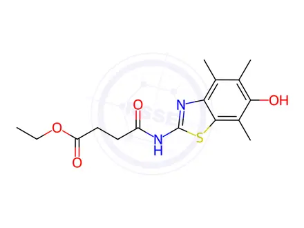 Chemical structure of Butanoic acid, 4-[(6-hydroxy-4,5,7-trimethyl-2-benzothiazolyl)amino]-4-oxo-, ethyl ester