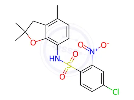 Chemical structure of 4-Chloro-2-nitro-N-(2,2,4-trimethyl-2,3-dihydrobenzofuran-7-yl)benzenesulfonamide