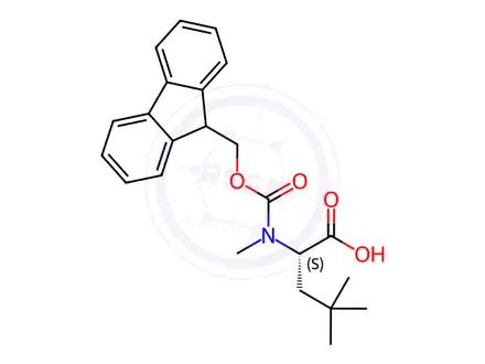 Chemical structure of (2S)-2-({[(9H-fluoren-9-yl)methoxy]carbonyl}(methyl)amino)-4,4-dimethylpentanoic acid