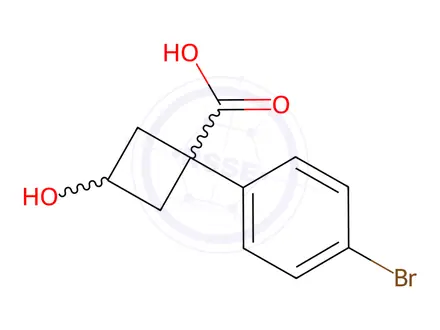Chemical structure of 1-(4-Bromophenyl)-3-hydroxycyclobutane-1-carboxylic acid