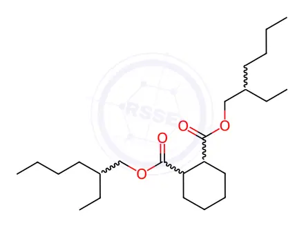 Chemical structure of bis(2-ethylhexyl) cyclohexane-1,2-dicarboxylate