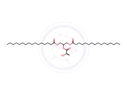 Chemical structure of Hexadecanoic acid, ester with 1,2,3-propanetriol 2-hydroxypropanoate