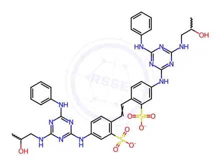 Chemical structure of disodium 4,4'-bis[[6-anilino-4-[(2-hydroxypropyl)amino]-1,3,5-triazin-2-yl]amino]stilbene-2,2'-disulphonate