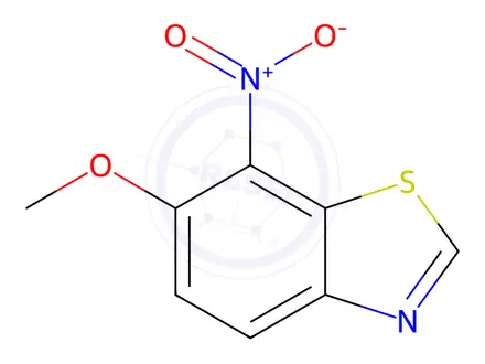 Chemical structure of Benzothiazole, 6-methoxy-7-nitro-(8CI,9CI)