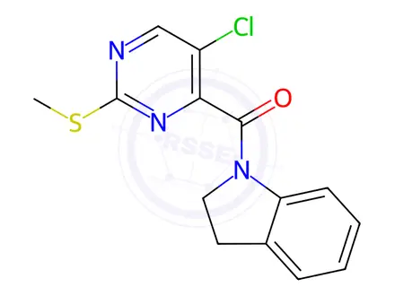 Chemical structure of (5-Chloro-2-(methylthio)pyrimidin-4-yl)(indolin-1-yl)methanone