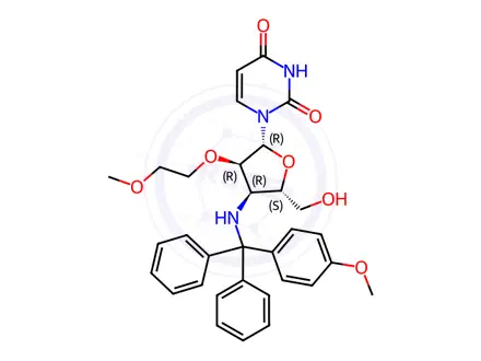 Chemical structure of Uridine, 3'-?deoxy-?2'-?O-?(2-?methoxyethyl)?-?3'-?[[(4-?methoxyphenyl)?diphenylmethyl]?amino]?-