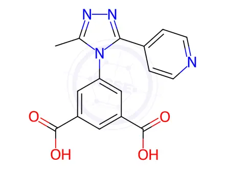 Chemical structure of 1,3-Benzenedicarboxylic acid, 5-[3-methyl-5-(4-pyridinyl)-4H-1,2,4-triazol-4-yl]-