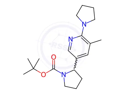 Chemical structure of tert-Butyl 2-(5-methyl-6-(pyrrolidin-1-yl)pyridin-3-yl)pyrrolidine-1-carboxylate