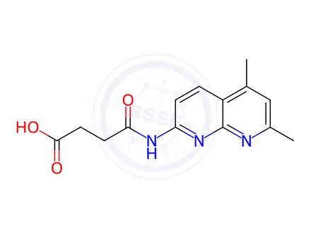 Chemical structure of Butanoic acid, 4-[(5,7-dimethyl-1,8-naphthyridin-2-yl)amino]-4-oxo-(9CI)