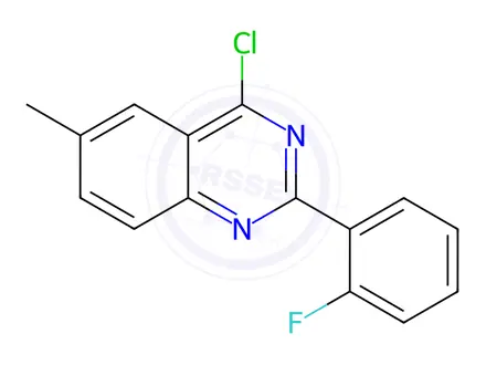 Chemical structure of 4-Chloro-2-(2-Fluorophenyl)-6-Methylquinazoline