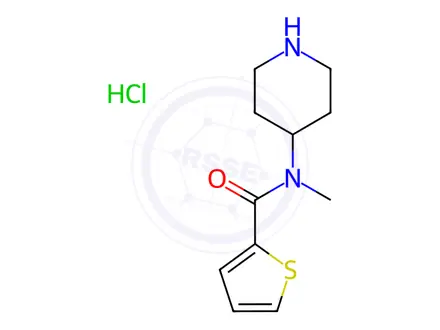 Chemical structure of Thiophene-2-carboxylic acid Methyl-piperidin-4-yl-aMide hydrochloride