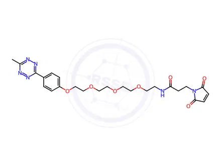 Chemical structure of 3-(2,5-dioxo-2,5-dihydro-1H-pyrrol-1-yl)-N-(2-(2-(2-(2-(4-(6-methyl-1,2,4,5-tetrazin-3-yl)phenoxy)ethoxy)ethoxy)ethoxy)ethyl)propanamide