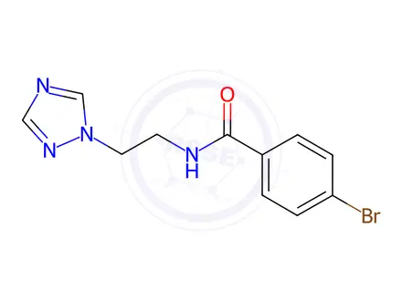 Chemical structure of N-(2-(1H-1,2,4-Triazol-1-yl)ethyl)-4-bromobenzamide