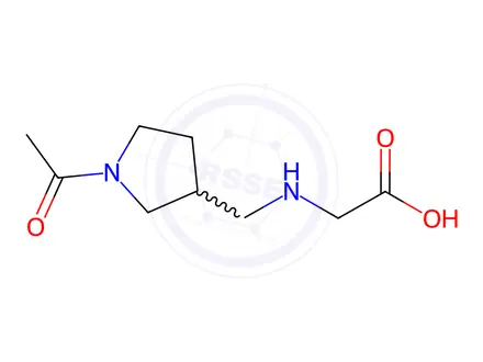 Chemical structure of 2-(((1-Acetylpyrrolidin-3-yl)methyl)amino)acetic acid