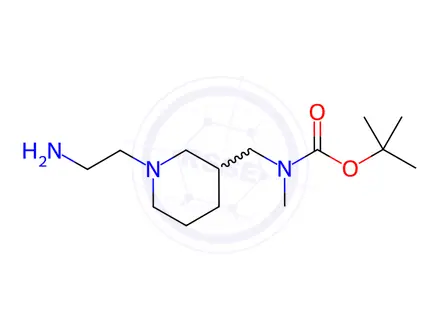 Chemical structure of tert-Butyl ((1-(2-aminoethyl)piperidin-3-yl)methyl)(methyl)carbamate