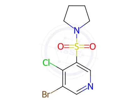 Chemical structure of 3-Bromo-4-chloro-5-(pyrrolidin-1-ylsulfonyl)pyridine